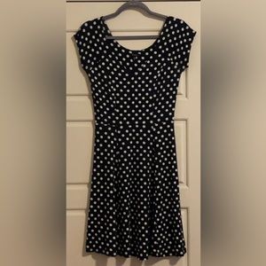Navy blue and white polka dot dress